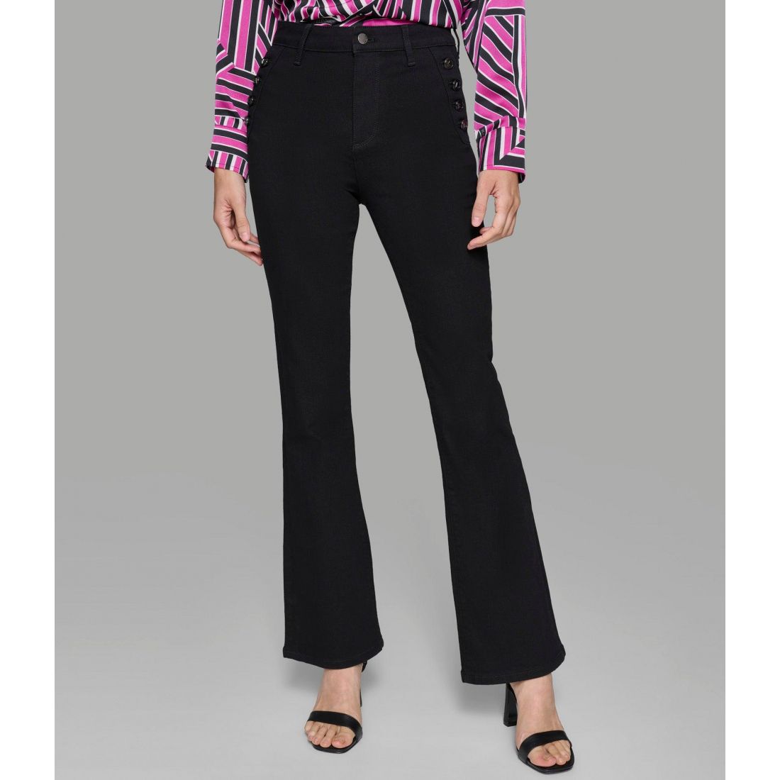 Karl lagerfeld paris - Jeans 'Straight Leg Denim With Monochrome Buttons' pour Femmes
