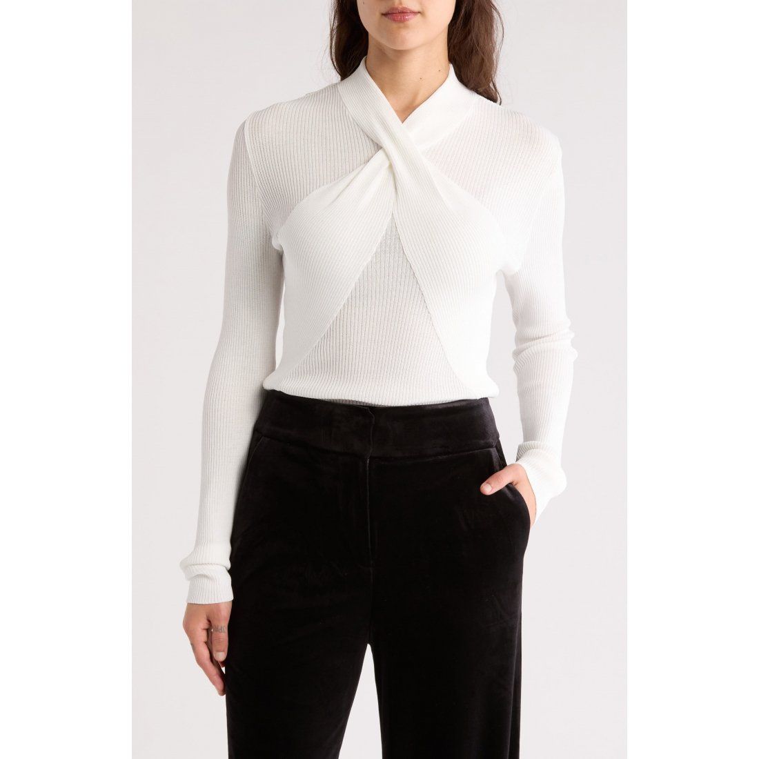 Calvin klein - 'Twist Front Long Sleeve Sweater' pour Femmes