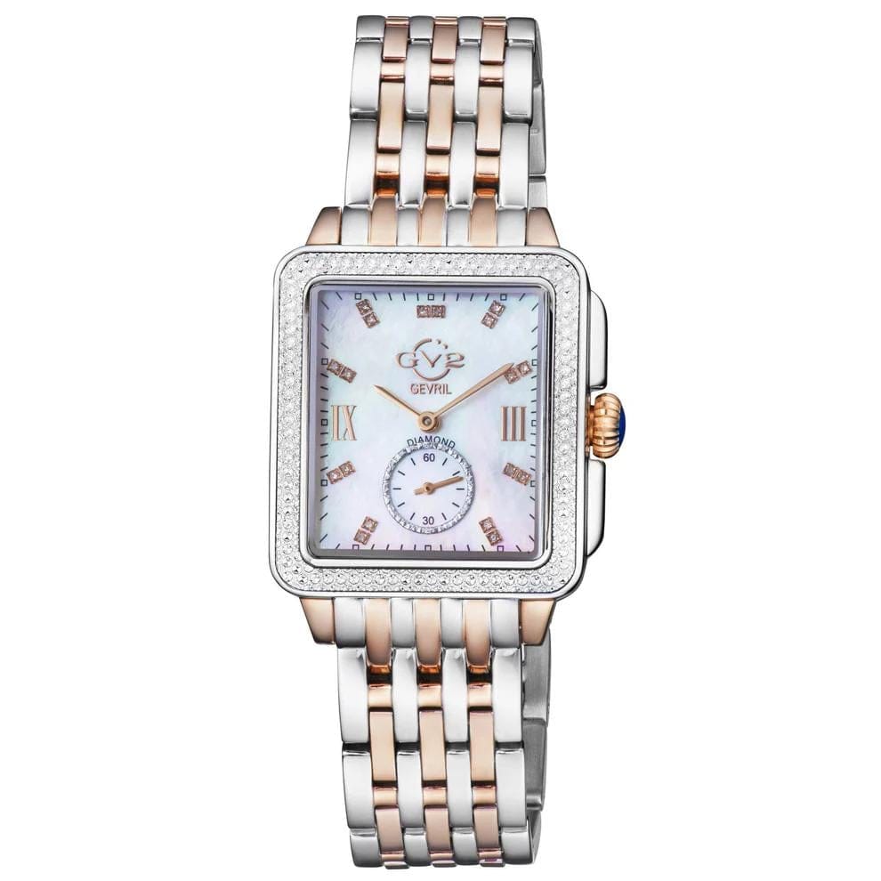 Gevril - GV2 Women's Bari Diamond Mother of Pearl Dial Two Tone IP Rose Gold/SS Bracelet Watch
