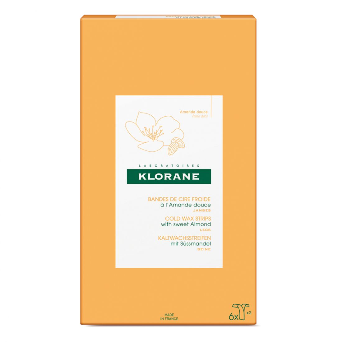 Klorane - Bandes de Cire Froide à L'Amande Douce - 6 Pièces