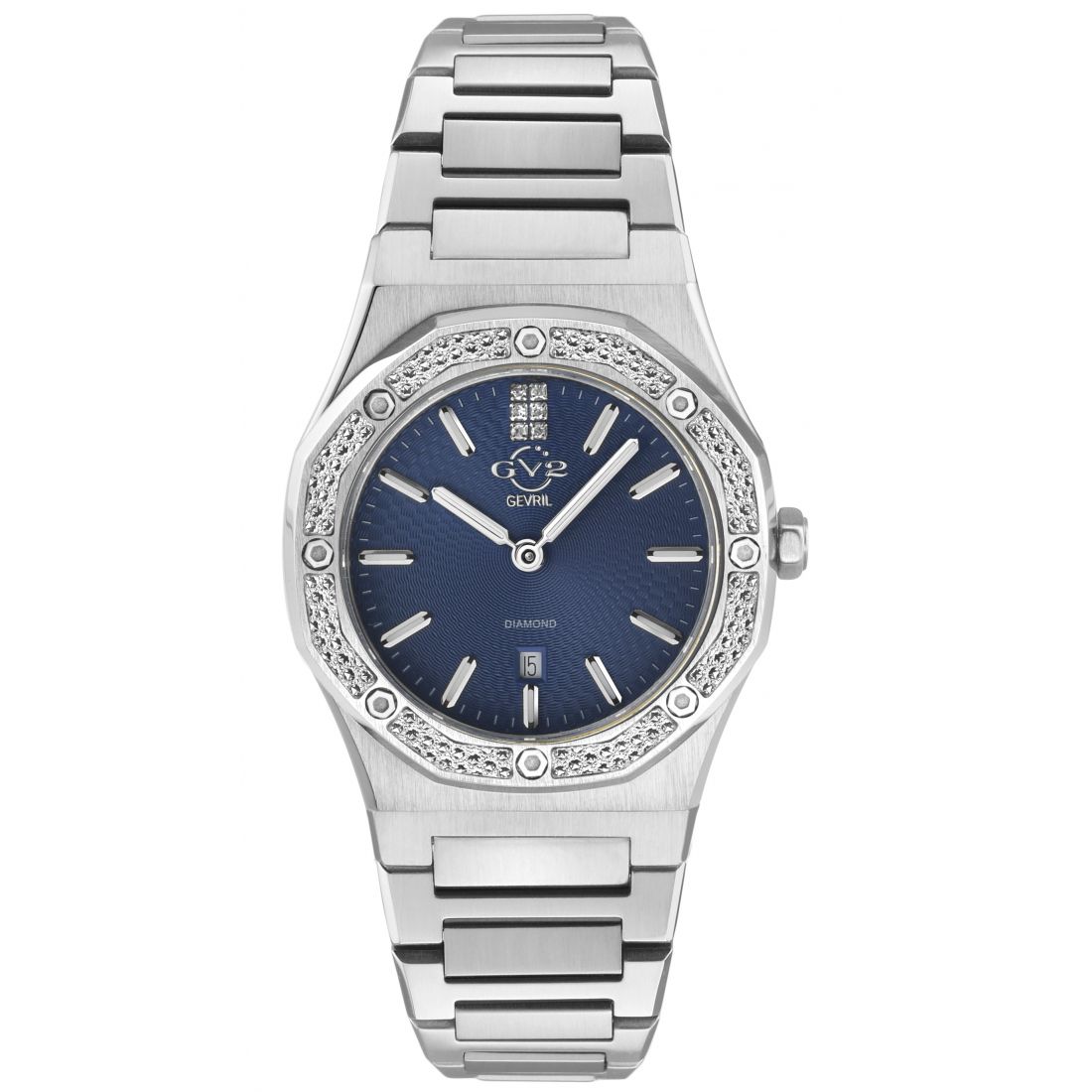 Gevril - GV2 Montre Palmanova pour femme, cadran bleu, en acier inoxydable