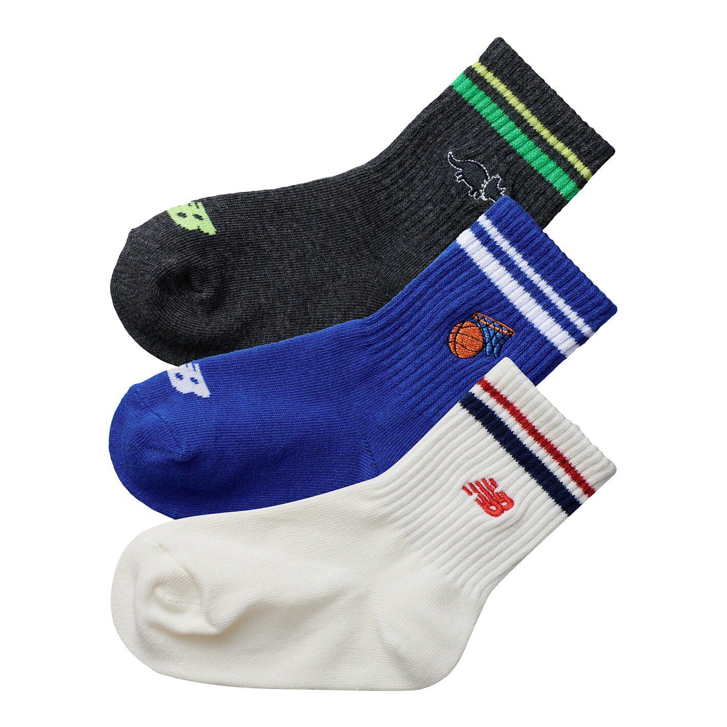 New balance Kids Embroidery Midcalf Socks 3 Pair-M M