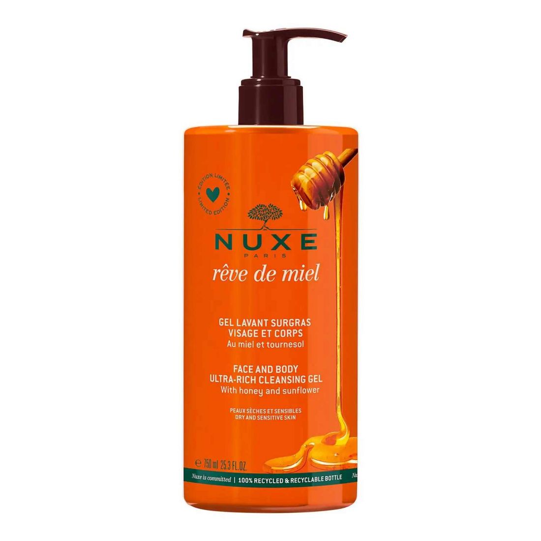 Nuxe - Gel nettoyant visage et corps 'Rêve de Miel® Surgras Édition limitée' - 750 ml