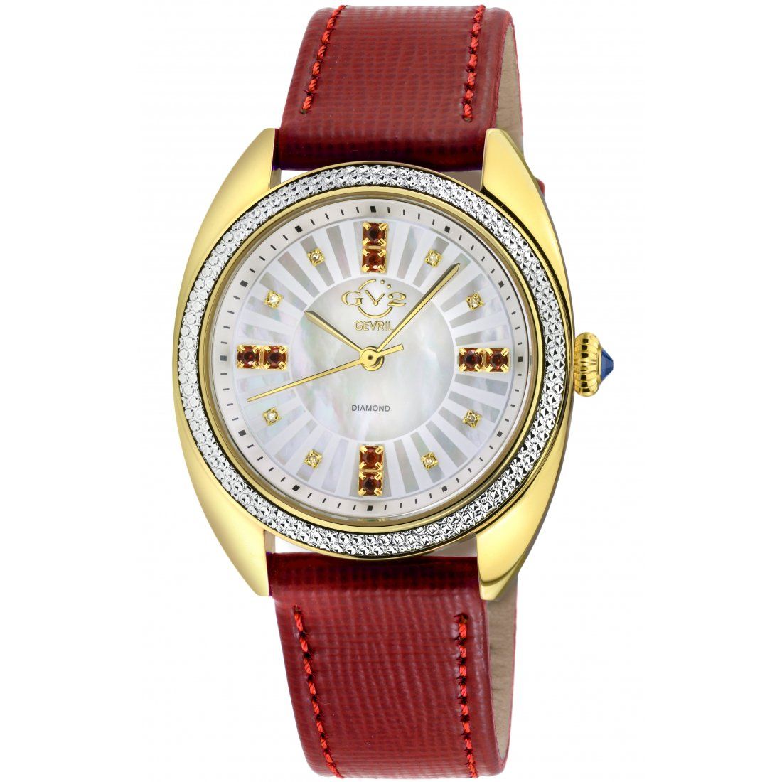 Gevril - Women's Palermo Diamond, 316L Stainless Steel IPYG Case, MOP White Dial Watch