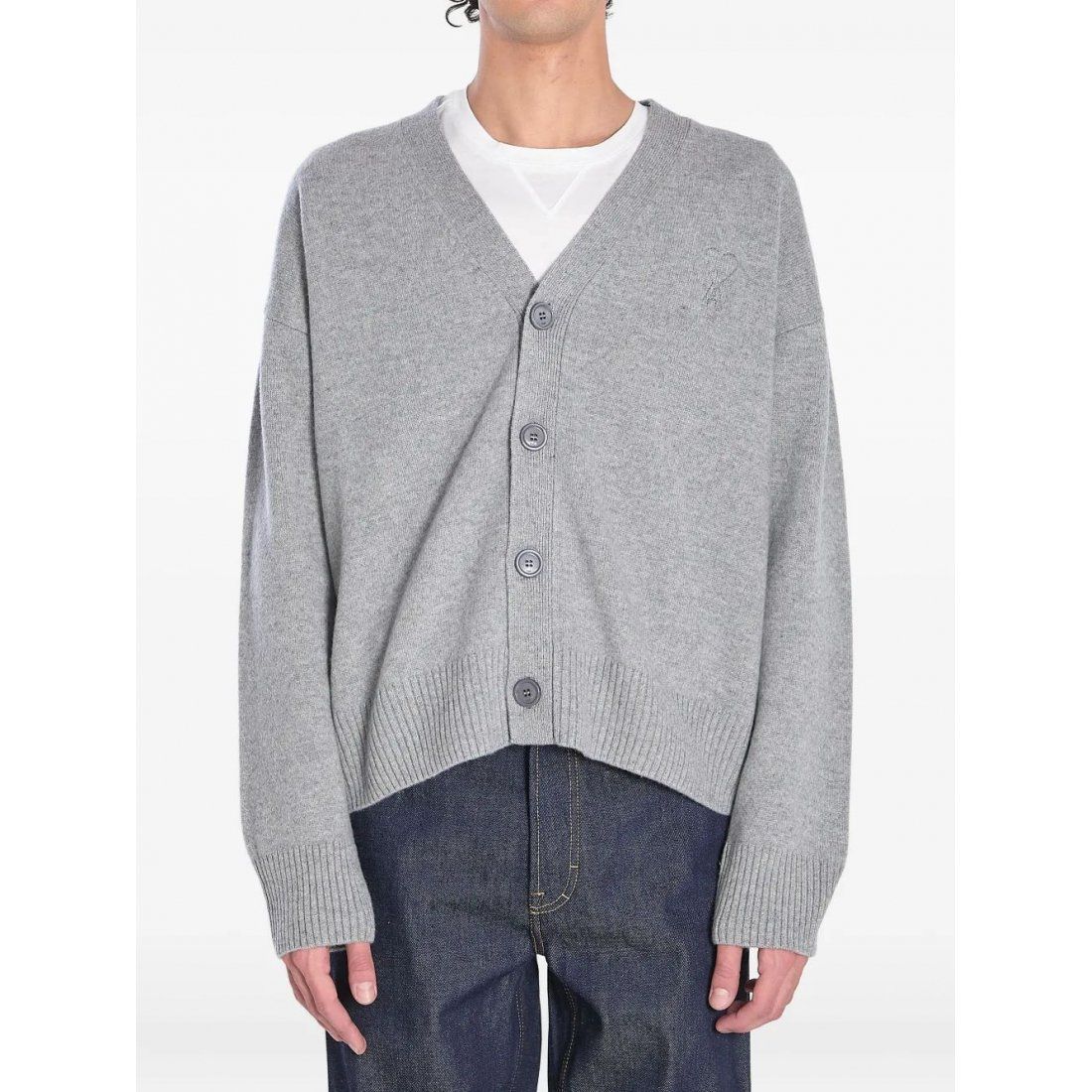 Ami paris - Cardigan 'Embroidered-Logo Button' pour Hommes