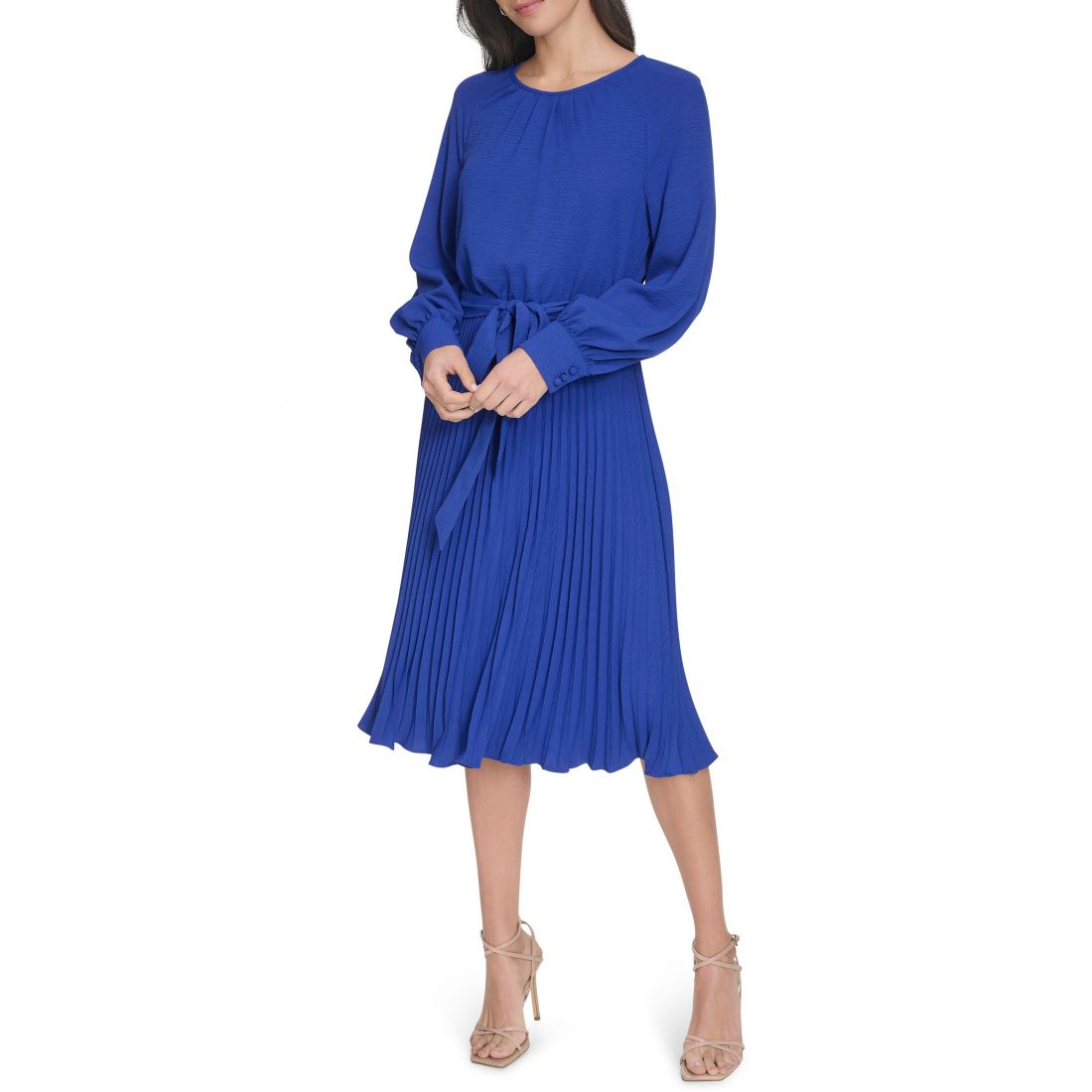 Calvin klein - Robe Midi 'Aerowash Long Sleeve Pleated' pour Femmes