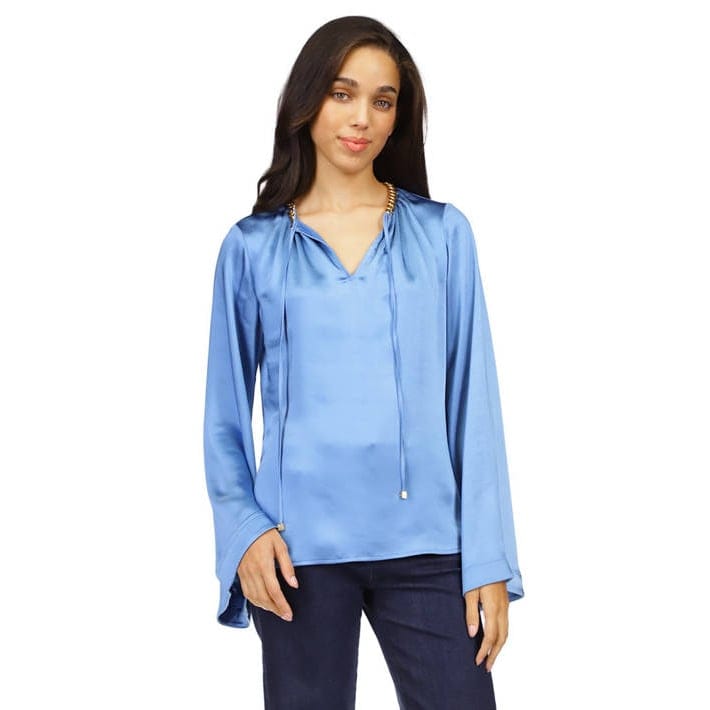 Michael michael kors - 'Satin Bell Sleeve Chain Top' pour Femmes