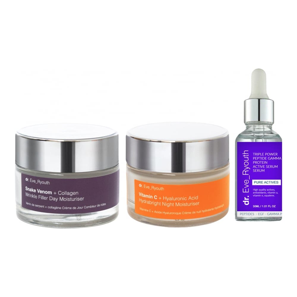 Dr. eve_ryouth - Combleur de rides, Hydratant, Sérum 'Snake Venom + Collagen + Peptide Gamma+ Vit C + Hyaluronic' - 3 Pièces