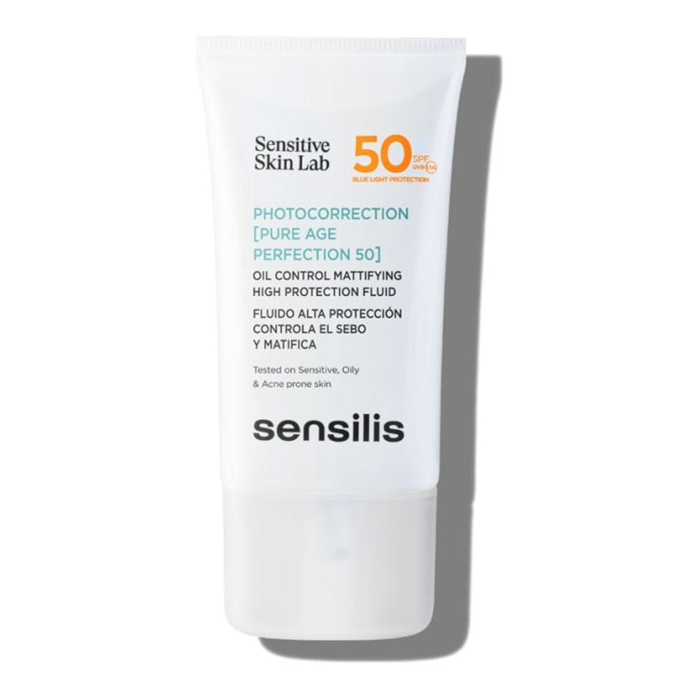 Sensilis - Fluide facial 'Photocorrection Pure Age Perfection SPF50' - Peau grasse, Peau sujette à l'acné, Peaux sensibles, 40 ml
