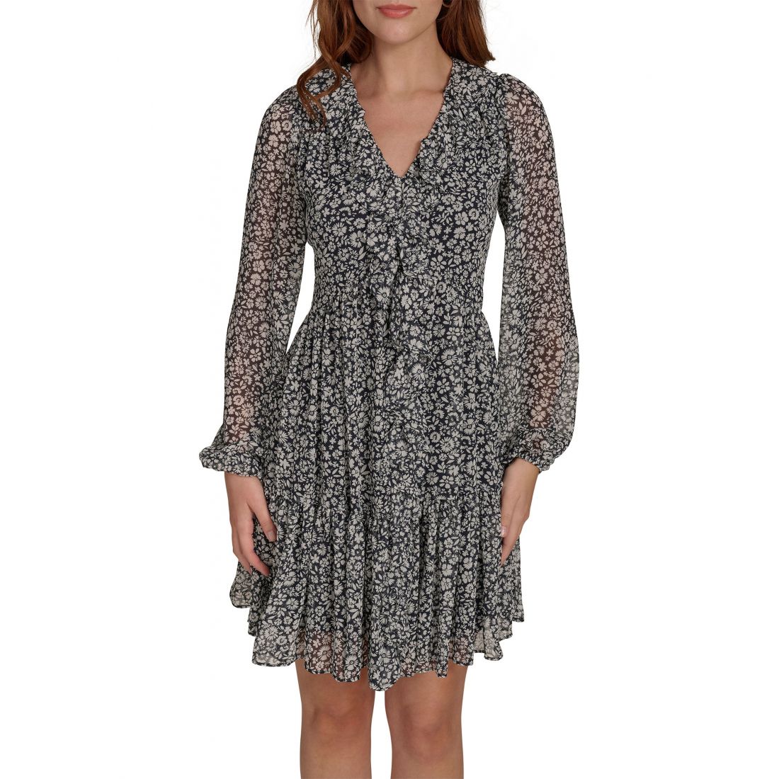 Tommy hilfiger - Robe à manches longues 'Ruffle Front Chiffon Shift' pour Femmes