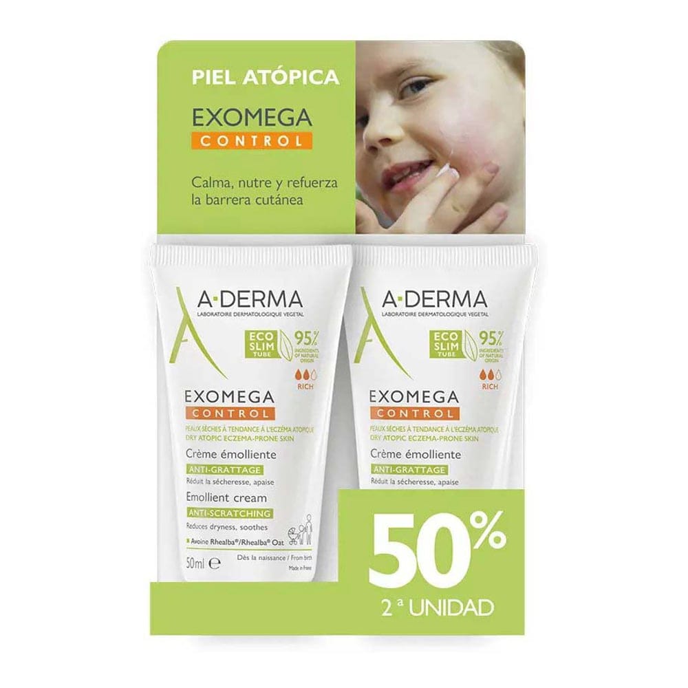 A-derma - Crème visage 'Exomega Control Emollient' - 50 ml, 2 Pièces