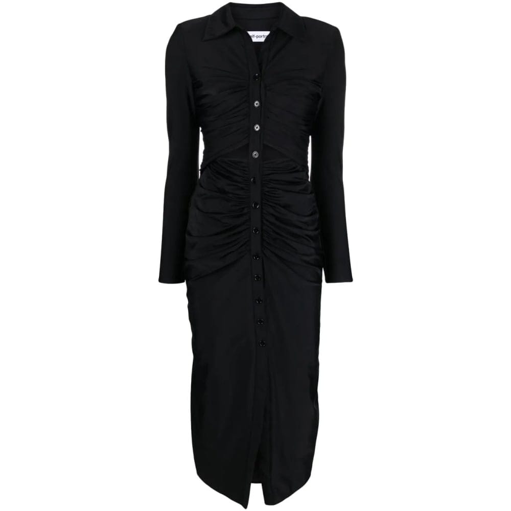 Self portrait - "Robe Midi 'Ruched Spread-Collar' pour Femmes"