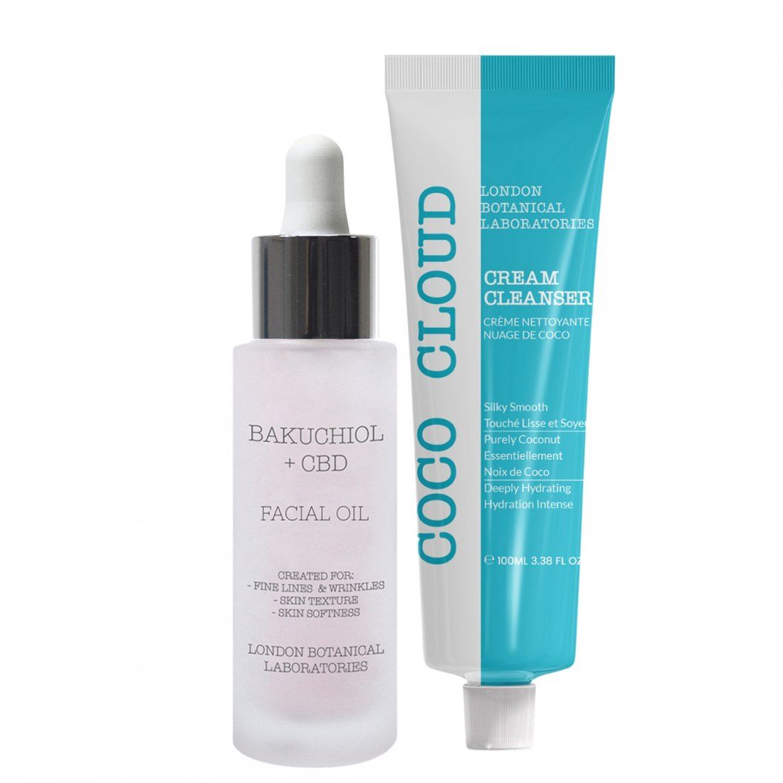 London botanical laboratories - Coffret de soins de la peau 'Coco Cloud Cream Cleanser + Bakuchiol + CBD Serum' - 2 Pièces