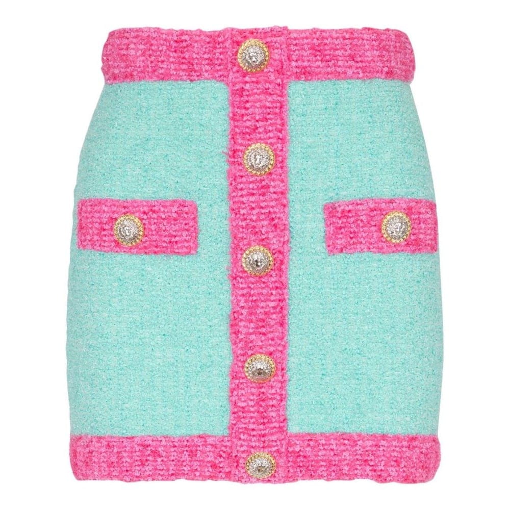Balmain - Mini Jupe 'Button-Embellished Bouclé' pour Femmes