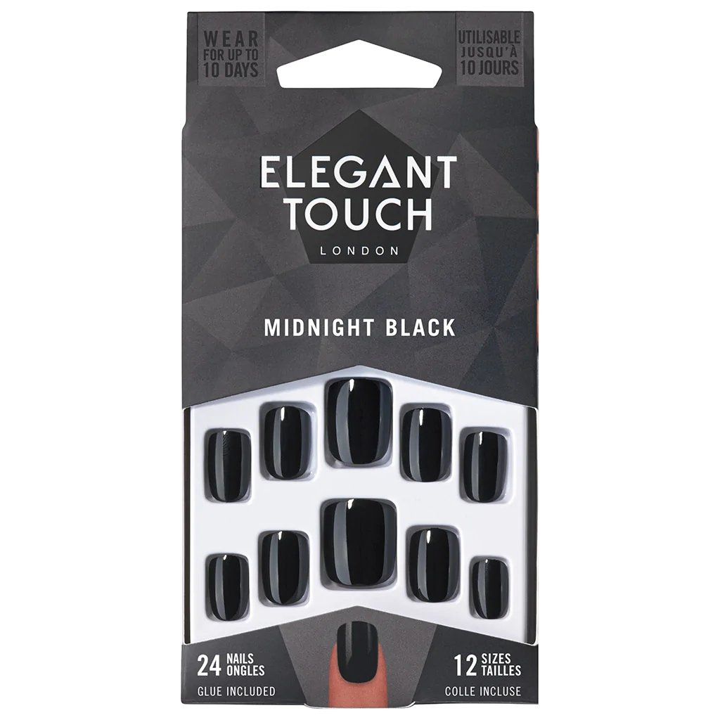 Elegant touch - Faux Ongles 'Core Colour' - Midnight Black 24 Pièces