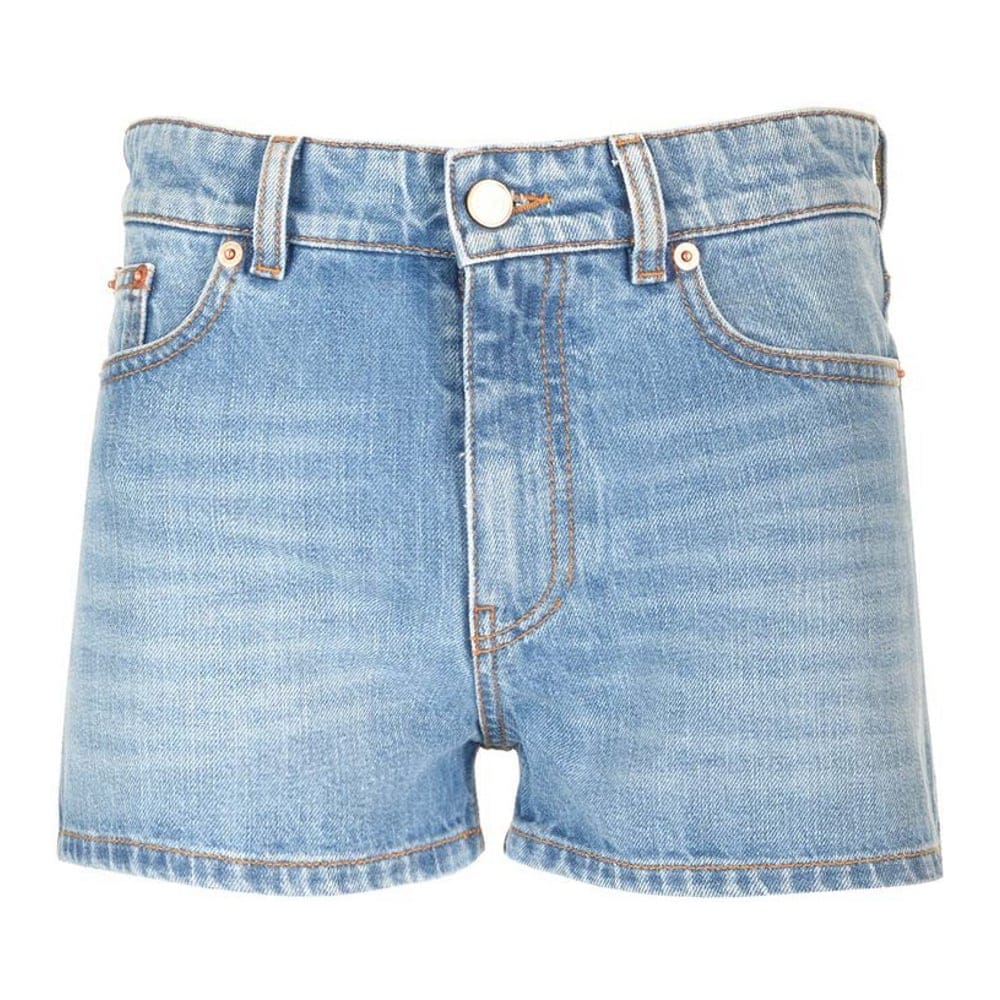 Valentino garavani - Short en jean 'Logo Patch Straight Hem' pour Femmes