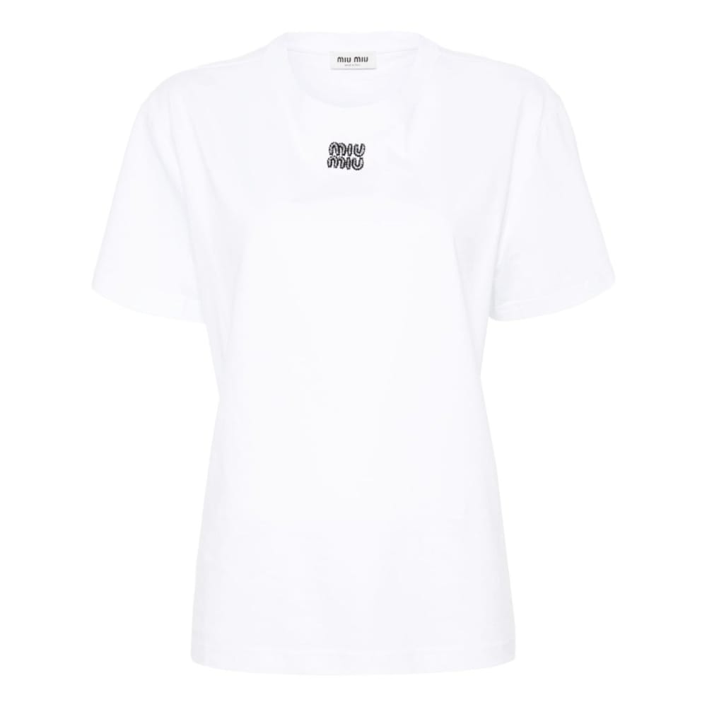 Miu miu - T-shirt 'Beaded-Logo' pour Femmes