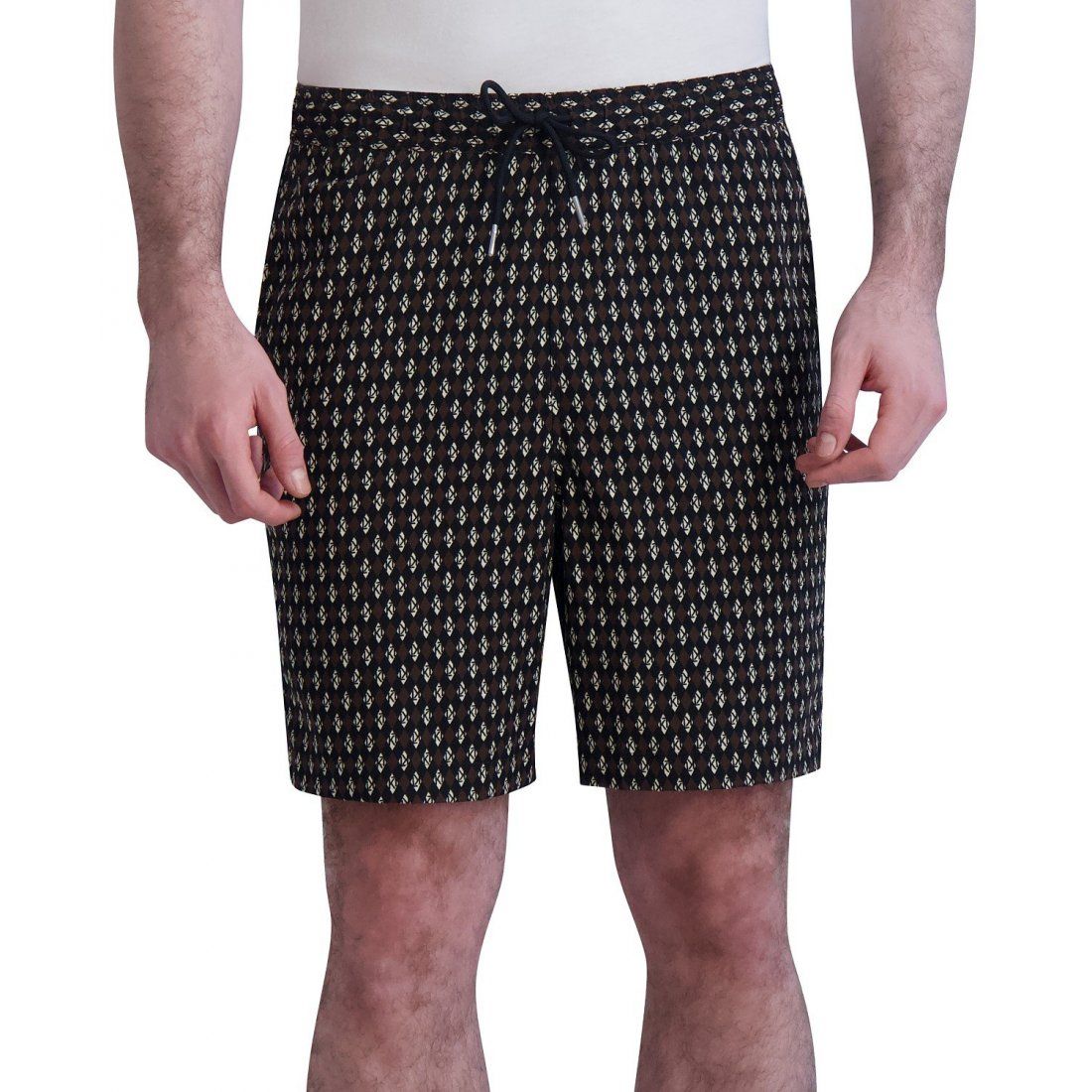 Karl lagerfeld paris - Short 'Slim-Fit Diamond-Grid Logo-Print 7-1/2 Drawstring' pour Hommes"
