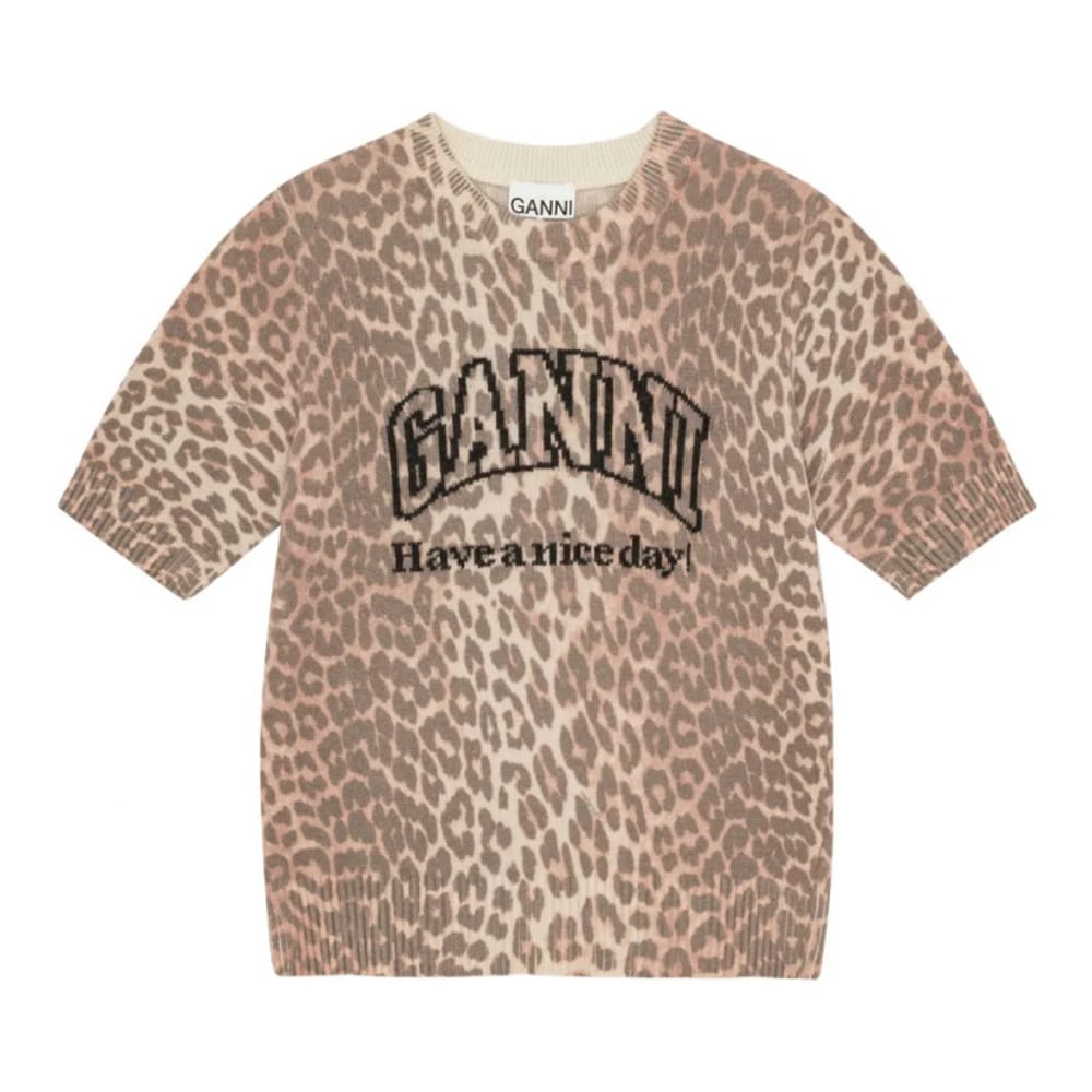 Ganni - T-shirt 'Intarsia-Knit Logo' pour Femmes