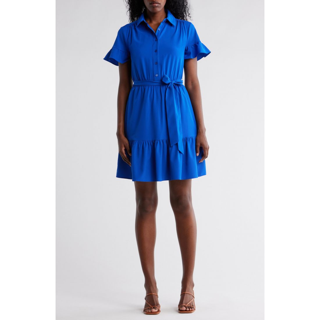 Dkny - Robe mini 'Tie Waist Ruffle Hem' pour Femmes