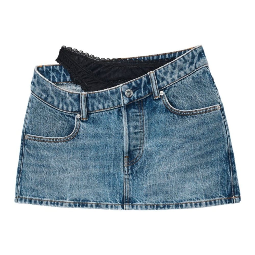 Alexander wang - Jupe en Jean 'Asymmetric Lace-Detail' pour Femmes