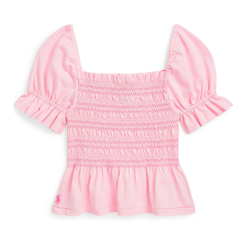 Ralph lauren kids - "Top à manches courtes 'Smocked Cotton Jersey Peplum' pour Petites filles"