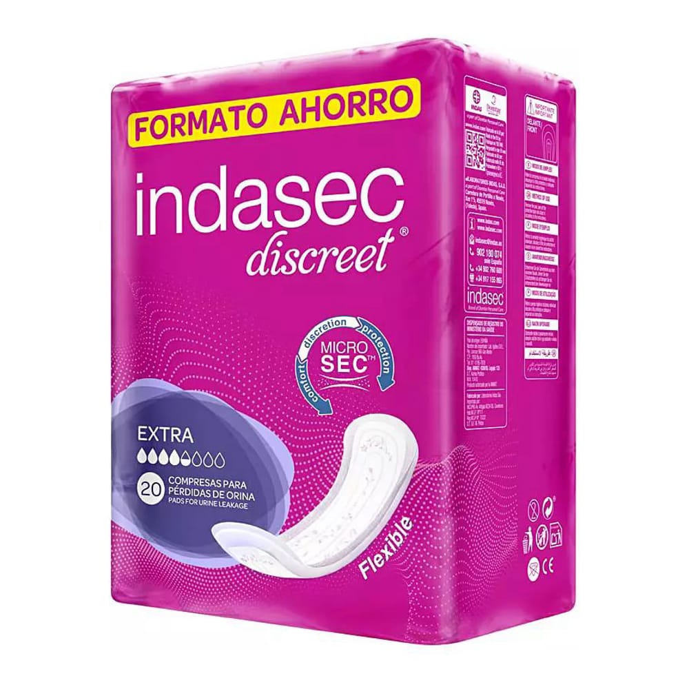 Indasec - Protections pour l'incontinence 'Discreet' - Large Extra 20 Pièces