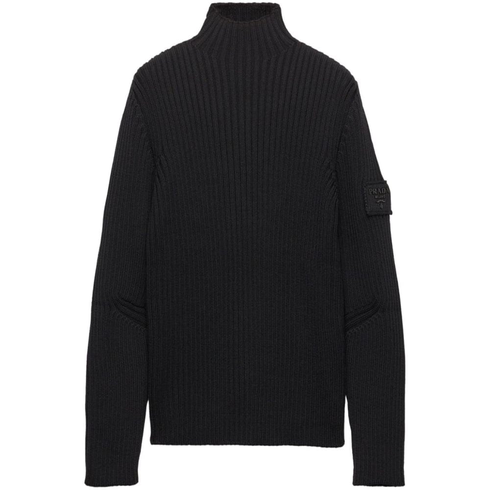 Prada - Pull à col roulé 'Logo-Patch Ribbed' pour Hommes