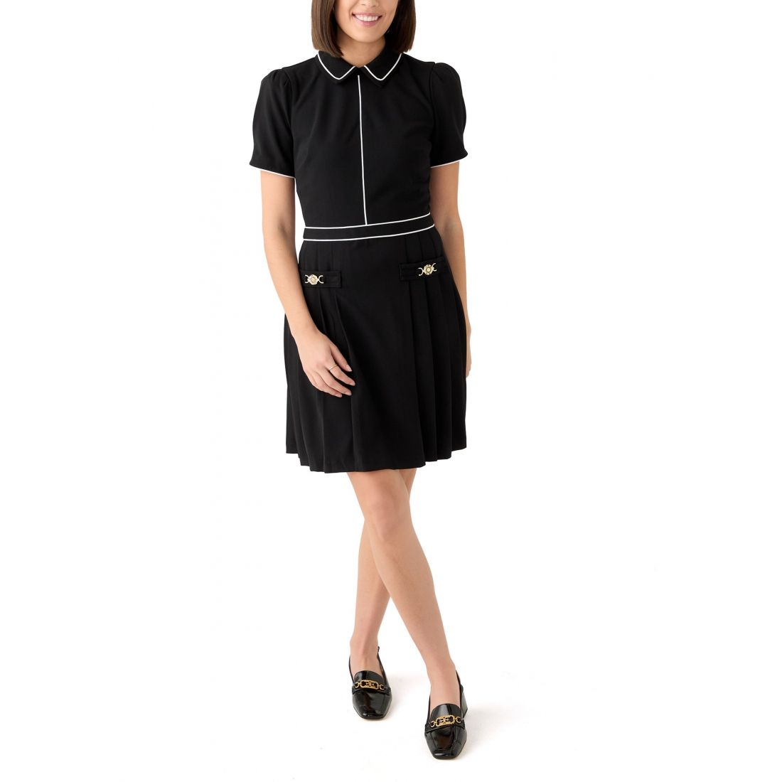 Karl lagerfeld paris - Robe ajustée et évasée 'Short Sleeve Collar Two Tone' pour Femmes