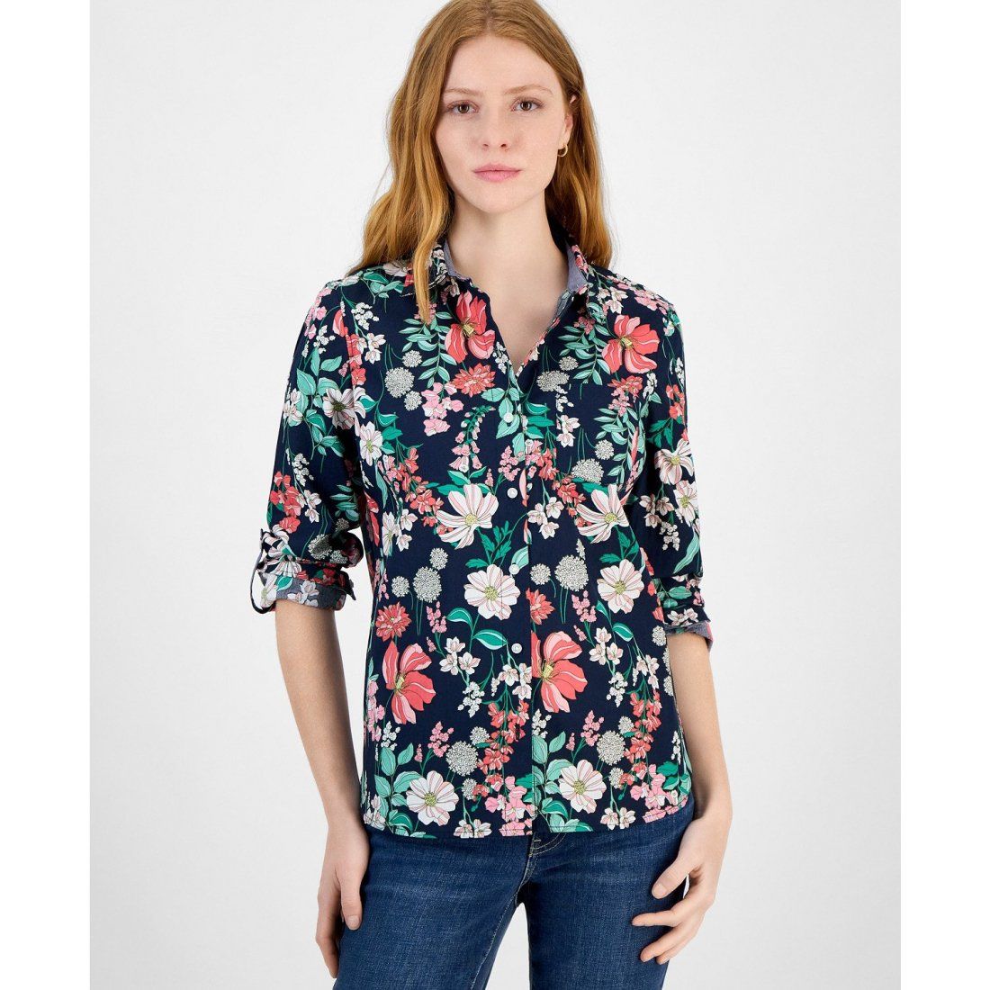 Tommy hilfiger - 'Floral Cotton Button-Front Shirt' pour Femmes