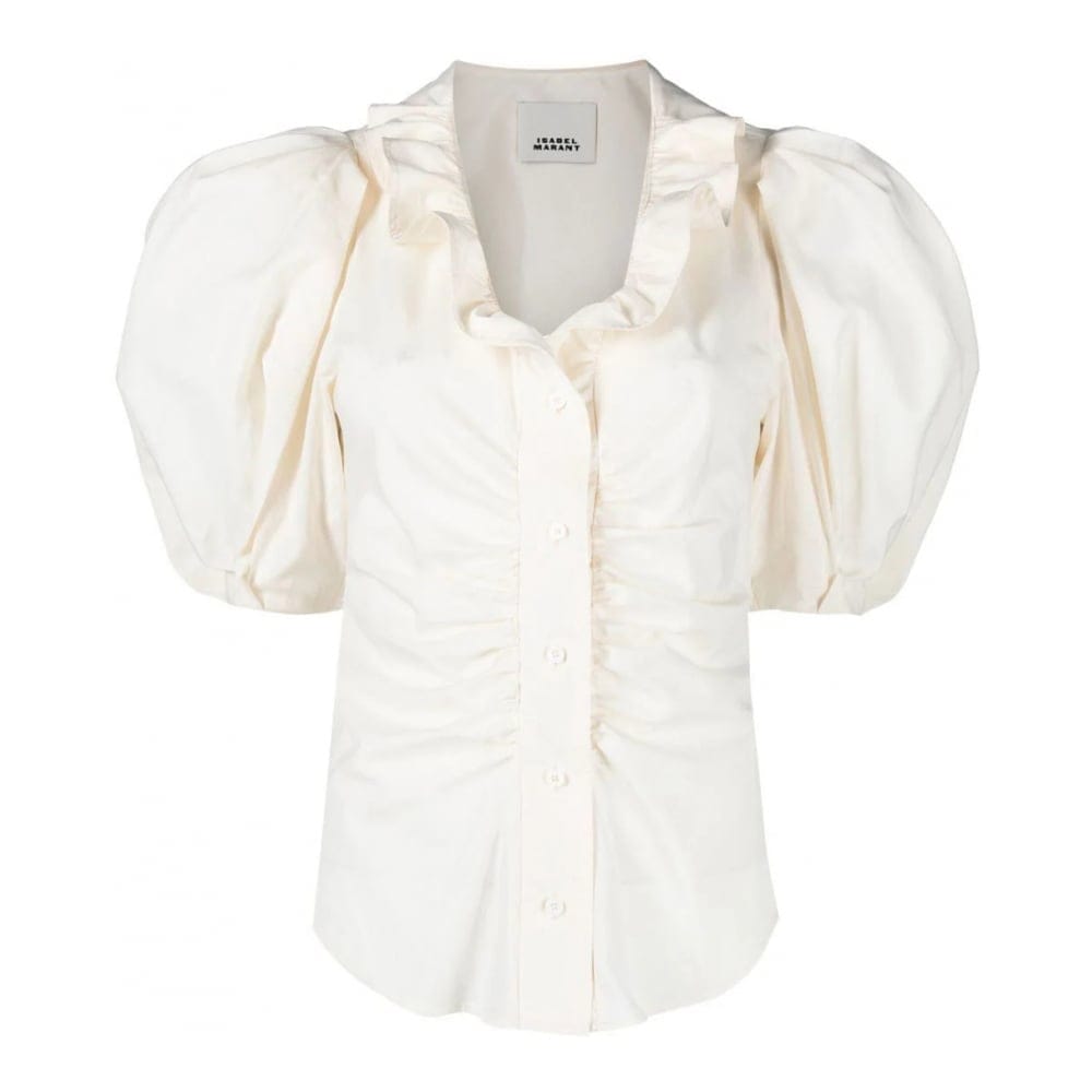 Isabel marant - Blouse à manches courtes 'Ruffle Neck Ruched' pour Femmes