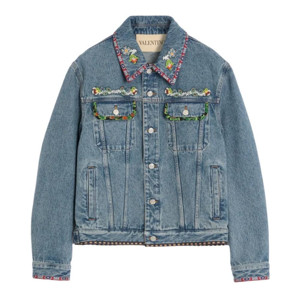 Valentino - Veste en jeans 'Printed-Trim' pour Hommes