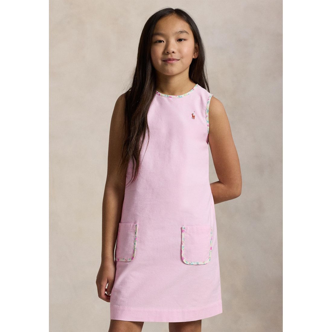 Ralph lauren kids - "Robe mini 'Floral Trim Cotton Oxford' pour Grandes filles"