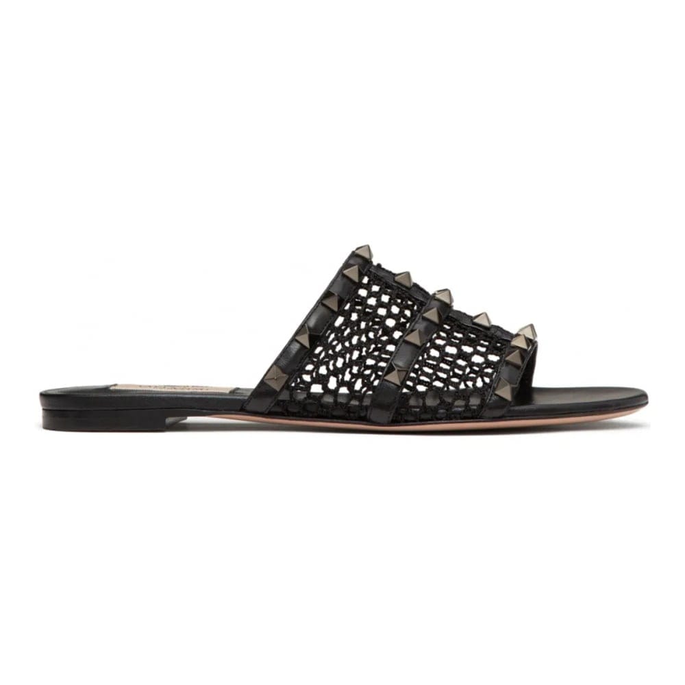 Valentino garavani - Claquettes 'Rockstud-Embellished Interwoven' pour Femmes