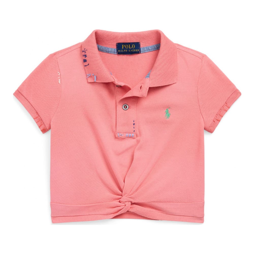 Ralph lauren kids - 'Twist Front Stretch Mesh Polo Shirt' pour Petites filles