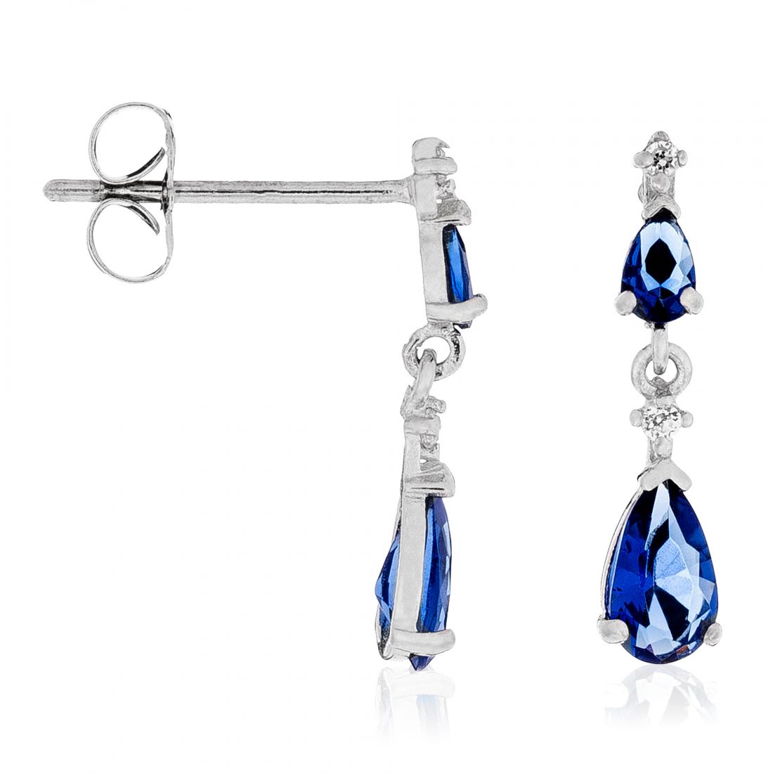 Or éclat - Boucles d'oreilles 'Goutte Couleur Saphir' pour Femmes