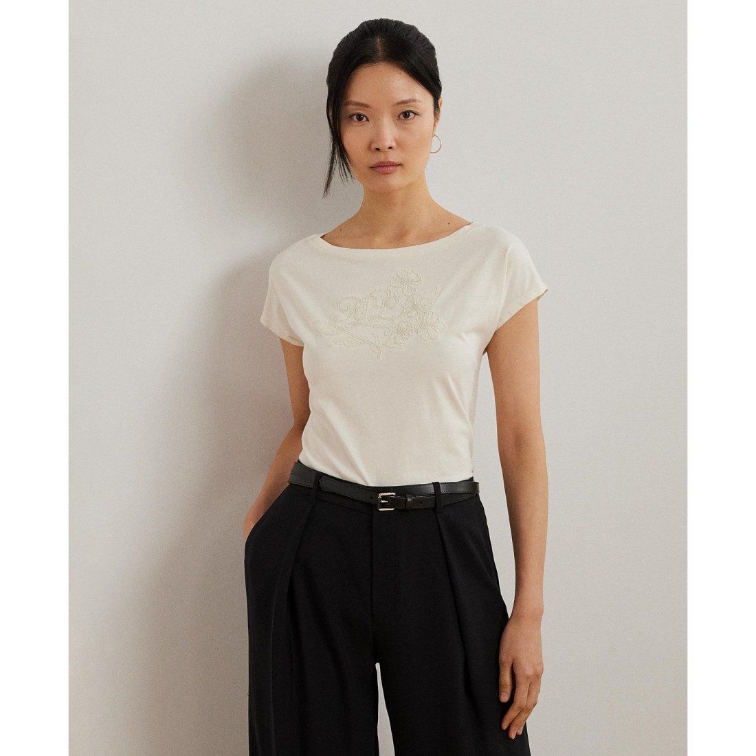 Lauren ralph lauren - 'Embroidered Jersey Tee, Regular & Petite' pour Femmes