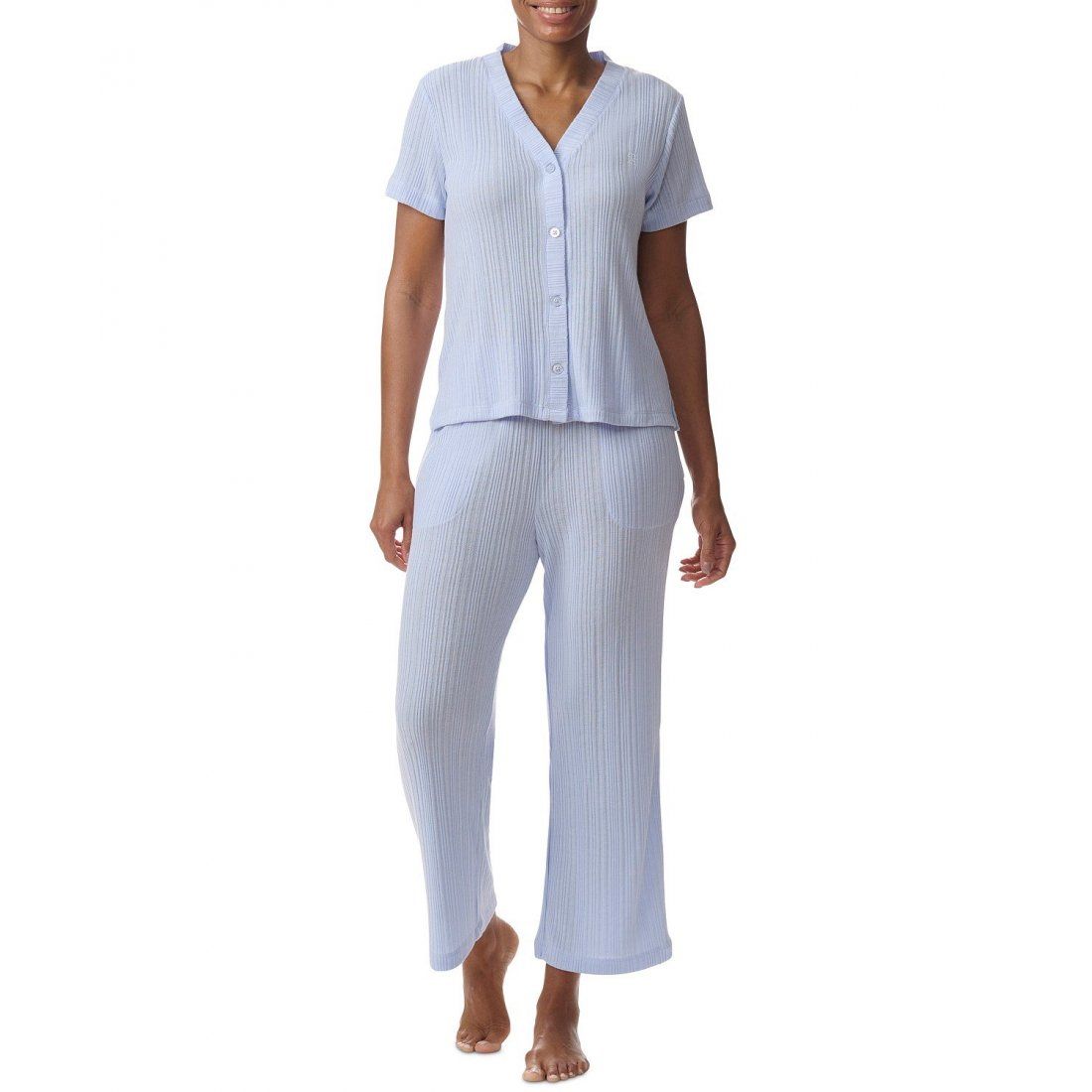 Tommy hilfiger - '2-Pc. TH Cardigan Top & Cropped Pants Pajama Set' pour Femmes