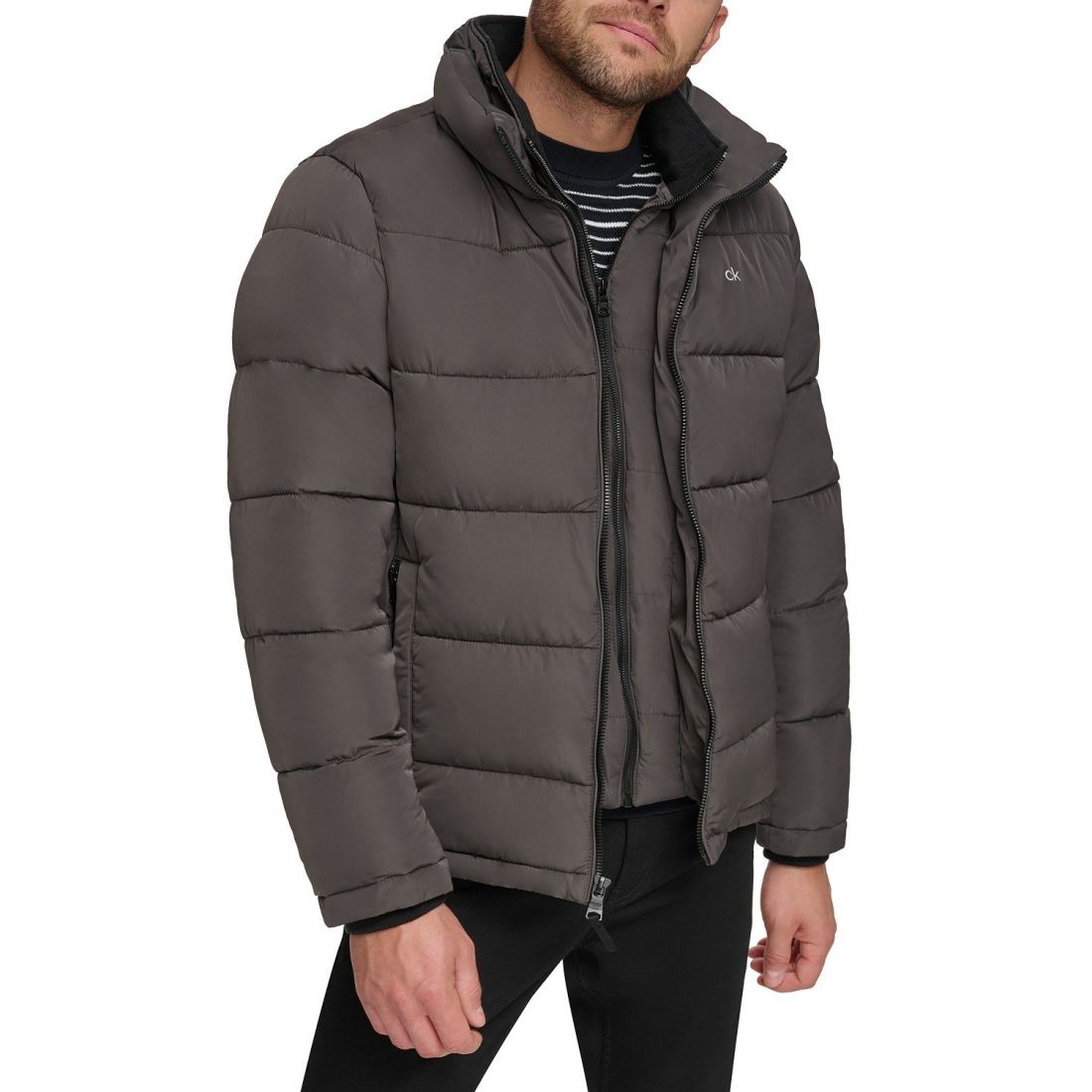 Calvin klein - Manteau matelassé 'Puffer With Set In Bib Detail' pour Hommes