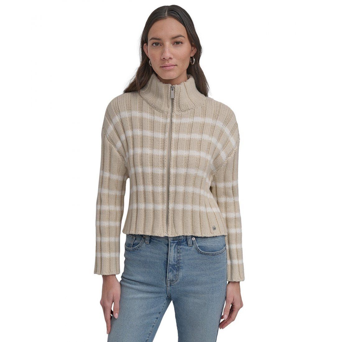Dkny jeans - Cardigan 'Cotton Mock-Neck Zip-Up' pour Femmes