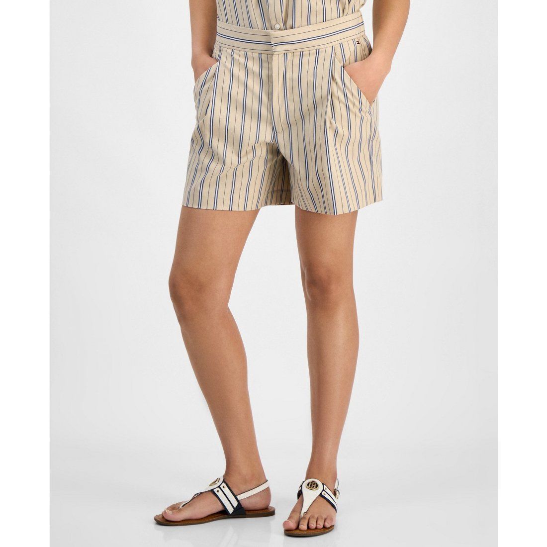 Tommy hilfiger - 'Striped Clean-Front Shorts' pour Femmes