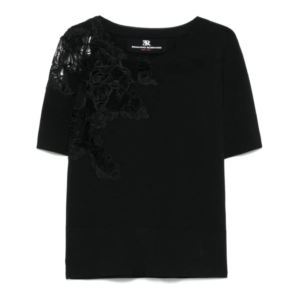 Ermanno scervino - T-shirt 'Lace-Appliqué' pour Femmes