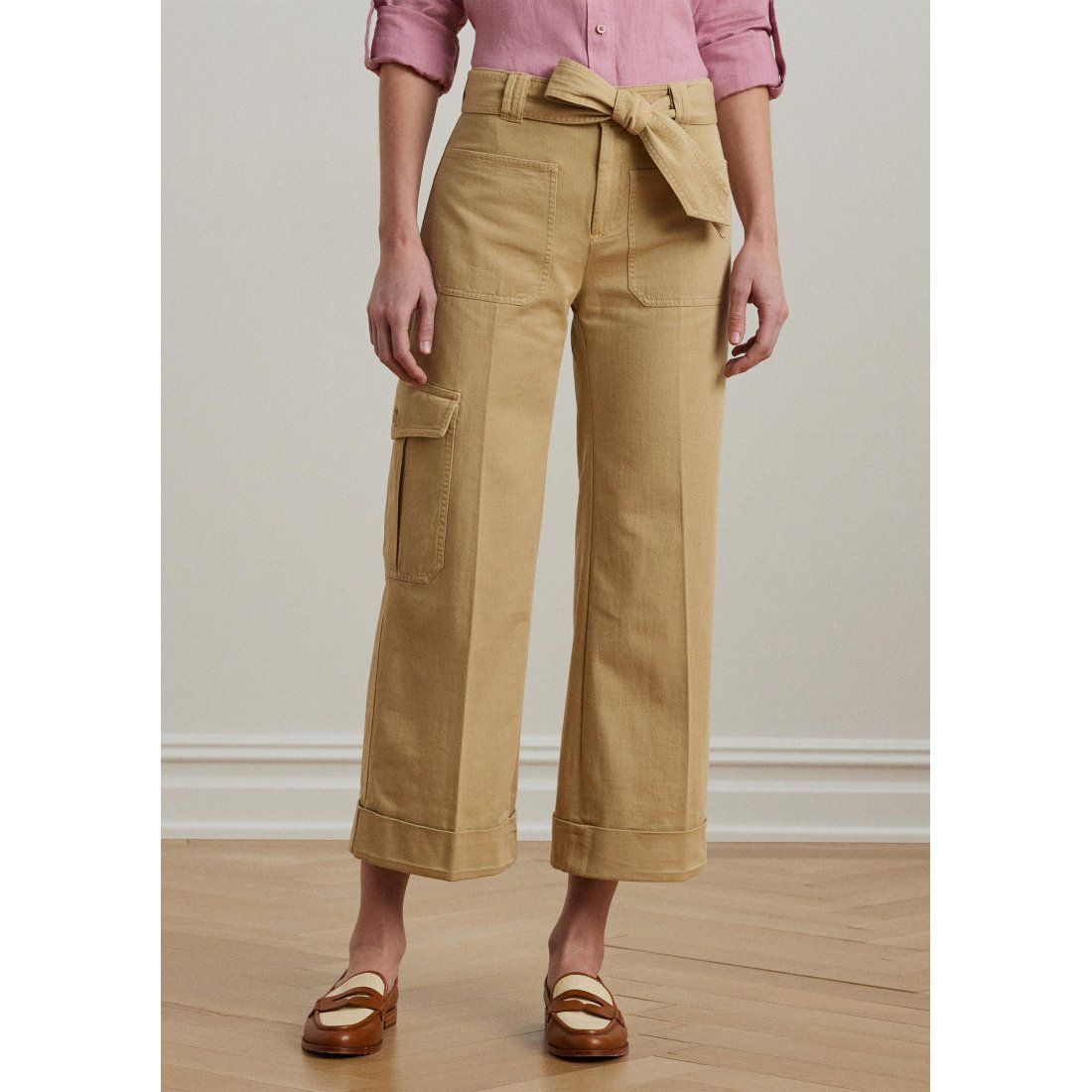 Lauren ralph lauren - "Pantalon cargo 'Pleated Cotton Twill Wide Leg' pour Femmes"