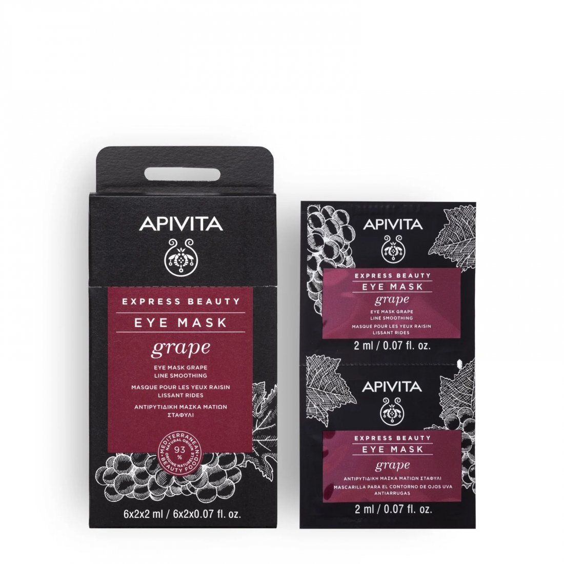 Apivita - Masque pour les yeux 'EXPRESS BEAUTY Line Smoothing'} - Grape 8 ml, 2 Pièces