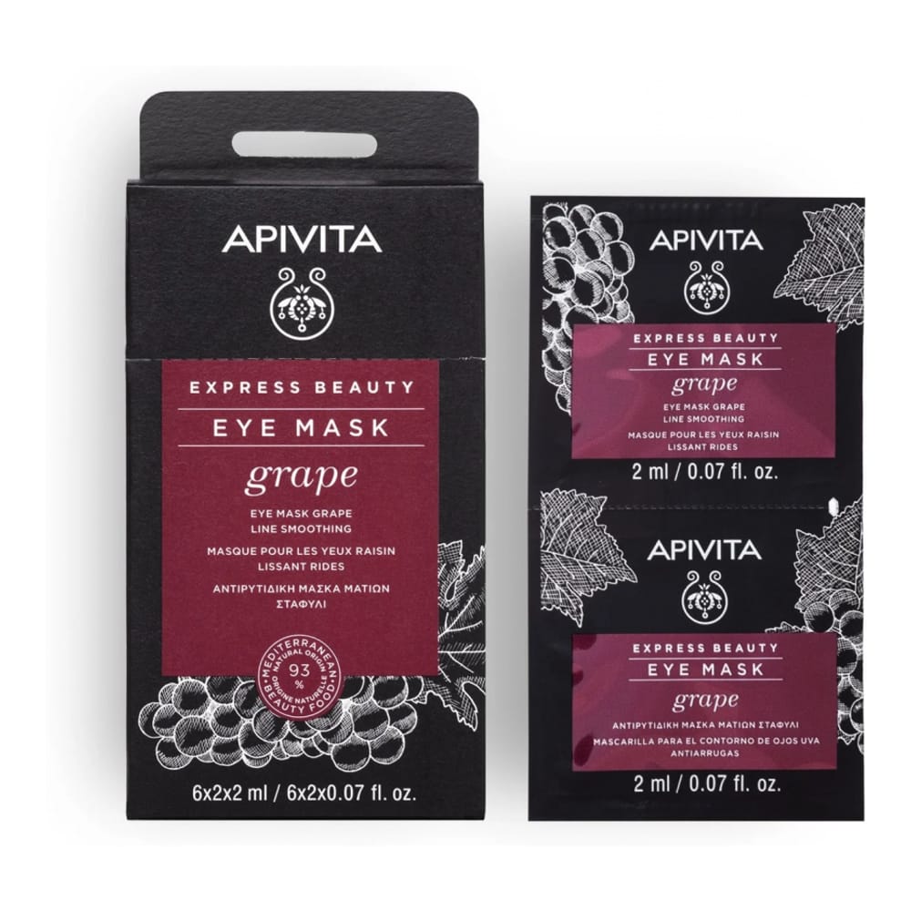 Apivita - Masque pour les yeux 'Express Beauty Line Smoothing' - Grape 8 ml, 2 Pièces