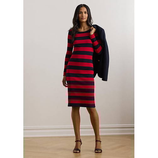 Lauren ralph lauren - "'Striped Cotton Blend Ribbed Dress' pour Femmes"