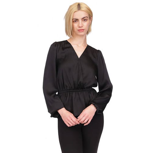 Michael michael kors - 'Long Sleeve Surplice Peplum Blouse' pour Femmes