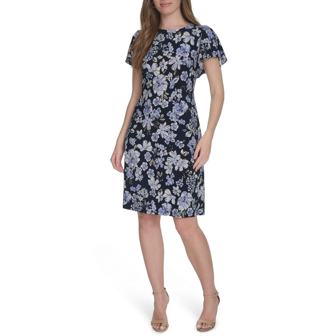 Tommy hilfiger - Robe mini 'Floral Flutter Sleeve Jersey Shift' pour Femmes