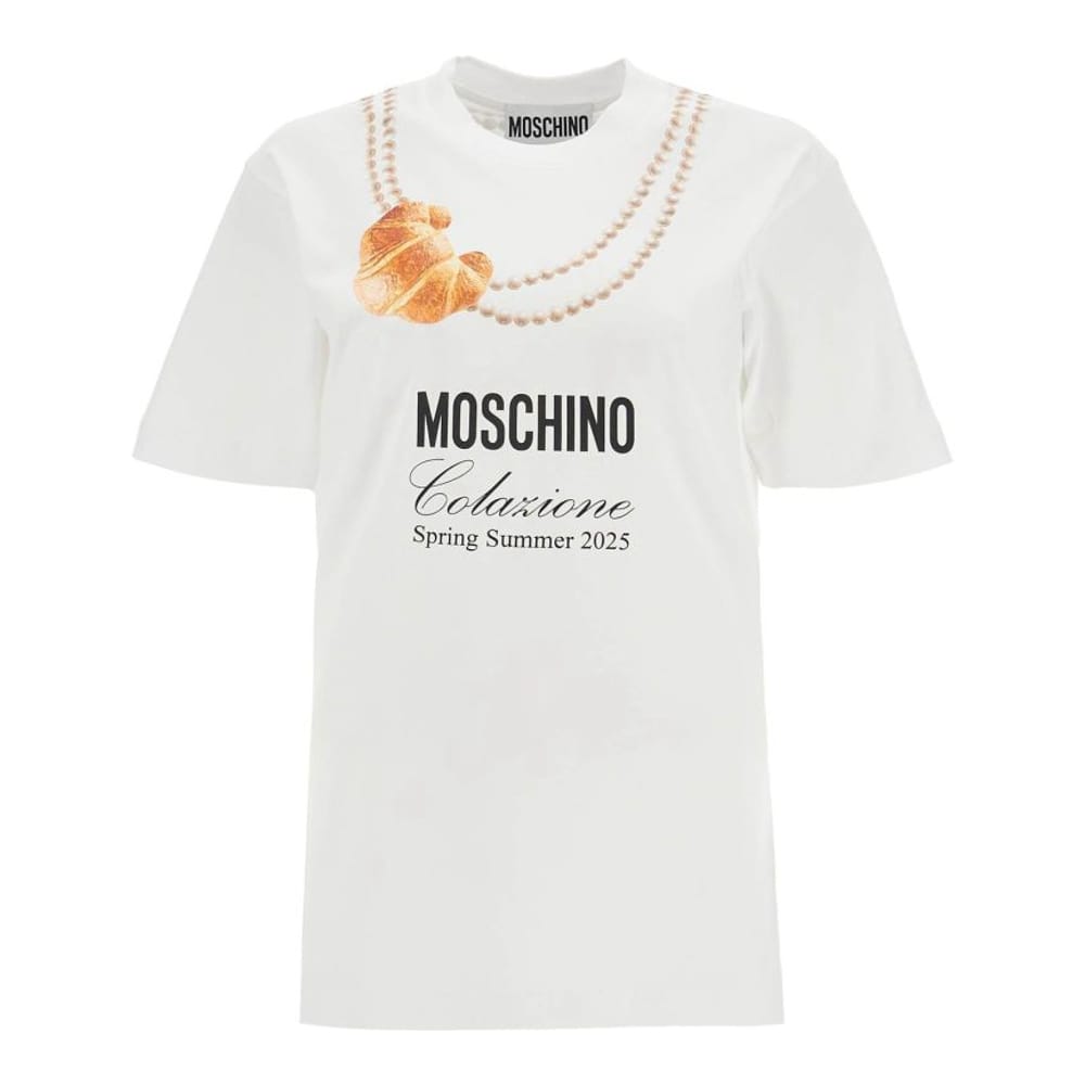 Moschino - T-shirt 'Croissant And Pearls Print' pour Femmes