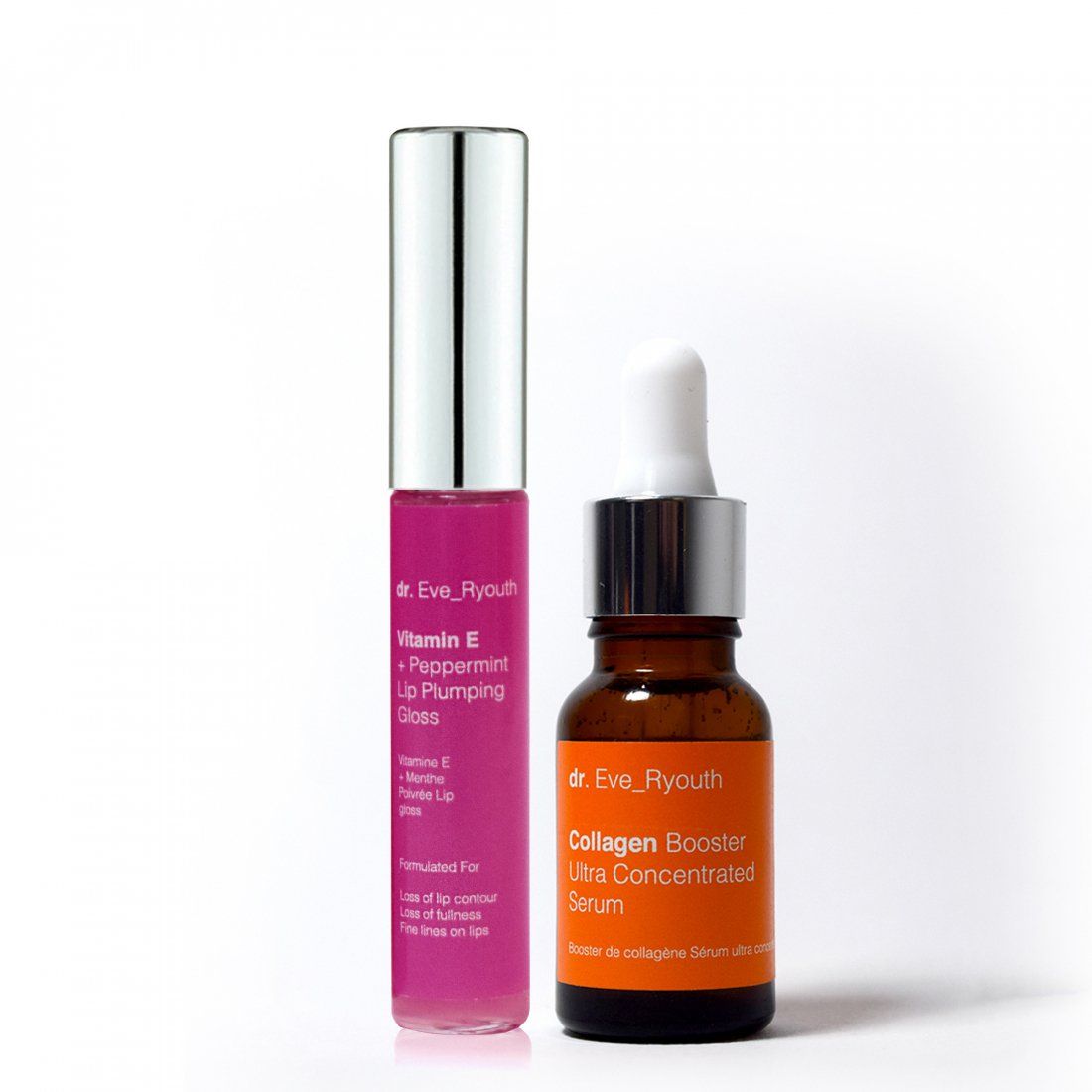 Dr. eve_ryouth - Gloss de pompage, Sérum pour le visage 'Collagen Booster + Vitamin E and Peppirment' - 2 Pièces